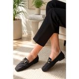Kadın Loafer Makosen Metal Tokalı Nubuk Günlük Ayakkabı