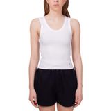 Kadın Logolu Yuvarlak Yaka Crop Beyaz Bluz WW0WW41201-YCF