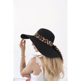 Kadın LOREL Siyah Leopar Detaylı Hasır Şapka ZOE3-LOREL-25-SPK-02
