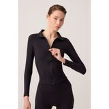 Kadın Los Ojos Siyah Spor Ceket Collared Uzun Kollu %78 Polyester Hafif ve Nefes Alabilen