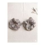 Kadın Lüks Organze Scrunchie Saç Tokası - Parlak Tül Lastikli Topuz Tokası 11cm Simit Toka