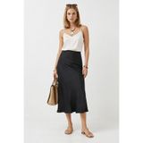 Kadın Lyocell (Tencel™) Saten Midi Etek - Siyah SİYAH