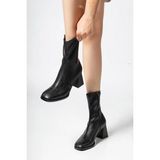 Kadın Marina Siyah Bot 7 cm Kalın Topuklu Streç Boots