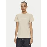 Kadın Marka Logolu Sıfır Yaka Bol Kesim Kollu Bej T-Shirt K20K205448-PGD