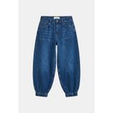 Kadın Mavi 2w6-5 Jogger Ballon Fit Kemer Detaylı Tasarım Denim Jean