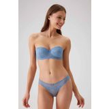 Kadın Mavi 4741 Balenli Soft Push Up Straplez Sütyen Takım