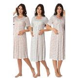 Kadın Mavi Hamile Lohusa Kısa Kollu Gecelik, XL, EFS8013EF-86D0018320532