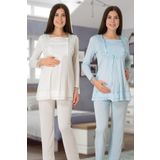 Kadın Mavi Hamile Lohusa Pijama Takımı, L, HW2015EF-19804IGP252713