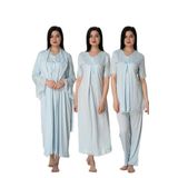 Kadın Mavi Hamile Lohusa Sabahlıklı Gecelik Pijama Takımı 4'lü Set, M, Effortt5036-19804IGP27168468