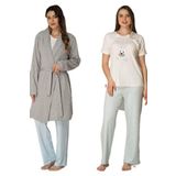 Kadın Mavi Hamile Lohusa Sabahlıklı Pijama Takımı, L, TYC00419426799-19804IGP260200