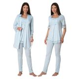 Kadın Mavi Hamile Lohusa Sabahlıklı Pijama Takımı, M, BS6034EF-19804IGP253994