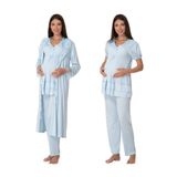 Kadın Mavi Hamile Lohusa Sabahlıklı Pijama Takımı (Mavi/S)-Effortt8024-19804IGP27167773