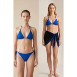 Kadın Mavi Pareolu Yandan Ve Boyundan Bağlamalı 3'Lü Bikini Takımı - Modern, Konforlu Ve Günlük Komb