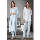 Kadın Mavi Sabahlıklı Hamile Lohusa Pijama Takım, 2XL, Effortt9074-19804IGP27169238