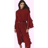 Kadın Maxi Etek Ramadan Koleksiyonu 100% Polyester Şifon Kumaş Günlük Kullanım Özel Günler - Bordo - 44