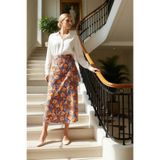 Kadın Midi Sarong Kalıp Çiçek Desenli Dokuma Etek%100 Viskoz Fonksiyonel Dayanıklı Modern