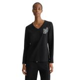 Kadın Minimal Logo Detaylı V Yaka Siyah T-Shirt TF4211JS088-N9787
