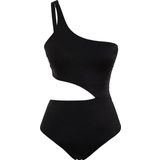 Kadın Moda Atma Kap Cut Out Tek Kol Carmen Yaka Siyah Tek Omuz Cut Out Pencereli Regular Mayokini