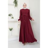 kadın moda giyim tesettür elbise 2449 Bordo 40
