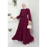 kadın moda giyim tesettür elbise 2449 Mürdüm 46