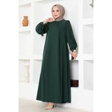 Kadın Moda Giyim Tesettür Elbise Ferace 2696 - Zümrüt - 42