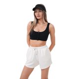 Kadın Modal Şort Beli Lastikli Cepli Şort MODAL-ŞORT (Beyaz, M)