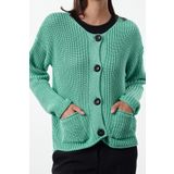 Kadın Modern Tarz Oversize Kayık Yaka Regular Triko Hırka