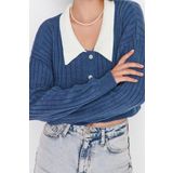 Kadın Modern Tarz Regular Bebe Yaka Crop Triko Hırka