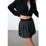 Kadın Modern Tarz Regular Bisiklet Yaka Crop Triko Hırka