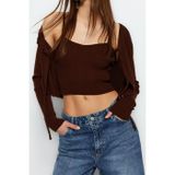 Kadın Modern Tarz Slim V Yaka Crop TrikoTriko Hırka
