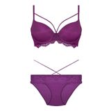 Kadın Mor Desteksiz Bralet Sütyen Külot Takım, 80B, TYC00207653946-869BST0020009