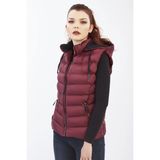Kadın Mürdüm Kapüşonlu Şişme Yelek Kapüşon Içi Polar 5000 - XL