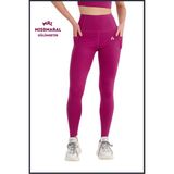 Kadın Mürdüm Rengi Yüksek Bel Toparlayıcı Çift Cepli Spor Tayt Bilek Boy Slim Fit Görünüm 1057 - 2XL