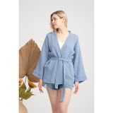 Kadın Müslin Kimono Ceket - XL - İndigo