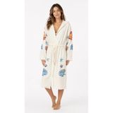 Kadın Müslin Plaj Kimonosu Kapüşonlu%100 Pamuk Baskılı Yazlık Kimono Bornoz XXL