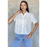 Kadın Nakışlı Keten Gömlek P-00017806 - Krem - 42
