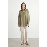 Kadın Naturel Dokulu Oversize Gömlek -10804GML - KHAKI