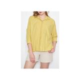 Kadın Neon Yeşil Cepli Salaş Keten Gömlek ARM-21Y001035 - XL