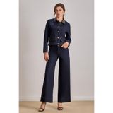 Kadın Normal Kalıp Çiçek Desenli Denim Lacivert Ceket 25541-JACKET-LACİVERT