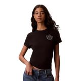 Kadın Normal Kalıp Göğsünde CK Logo İmzalı Kısa Kollu Siyah T-Shirt LV047G836G-UB1