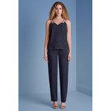 Kadın Normal Kalıp Pamuklu Fit Kesim Düz Paça Lacivert Pantolon 25092-PANT-108