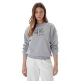 Kadın Normal Kalıp Pamuklu Logo İşlemeli Uzun Kollu Gri Sweatshirt LV047E825G-P79