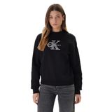 Kadın Normal Kalıp Pamuklu Logo İşlemeli Uzun Kollu Siyah Sweatshirt LV047E825G-UB1