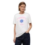 Kadın Normal Kalıp Yuvarlak Yakalı Logo Baskılı Kısa Kollu Ekru T-Shirt DW0DW23159-YBL