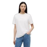 Kadın Normal Kesim Dokulu Logo Detaylı Yuvarlak Yakalı Kısa Kollu Pamuklu Beyaz T-Shirt DW0DW22813-YBH