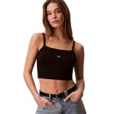 Kadın Normal Kesim İp Askılı CK Logo Etiketli Crop Yeşil T-Shirt LV047F221G-L4G