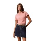 Kadın Normal Kesim Pamuklu Yuvarlak Yakalı CK Logo Baskılı Kısa Kollu Pembe T-Shirt LV047G831G-1FS