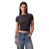Kadın Normal Kesim Pamuklu Yuvarlak Yakalı Kısa Kollu Koyu Gri T-Shirt LV047B224G-4XN