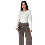Kadın Omuz Açık Fit Bluz – Burgundy Glow, beyaz, m