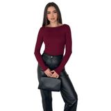 Kadın Omuz Açık Fit Bluz – Burgundy Glow, bordo, m